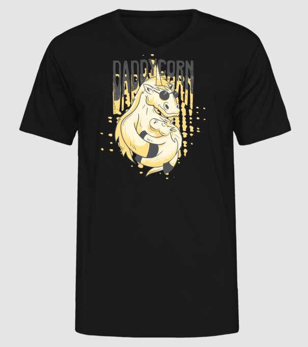 Daddycorn - Tată Unicorn model negru pe tricou