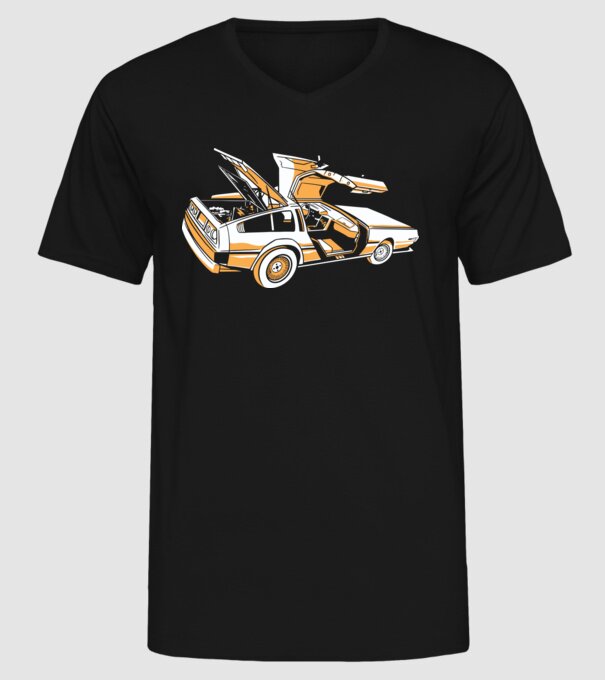 Delorian Înapoi în viitor model negru pe tricou