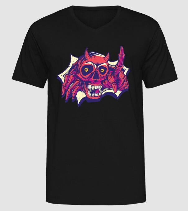 Craniu de Demon model negru pe tricou