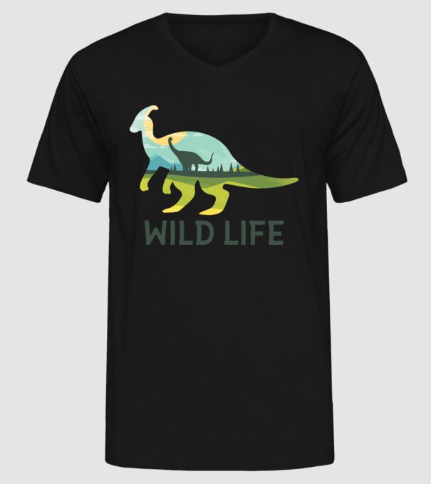 Dinosaur model negru pe tricou
