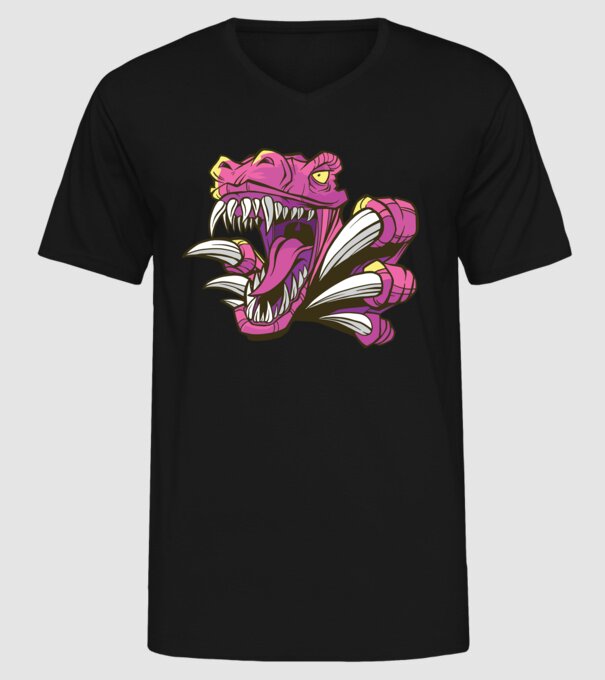 Gheare de dinozaur model negru pe tricou
