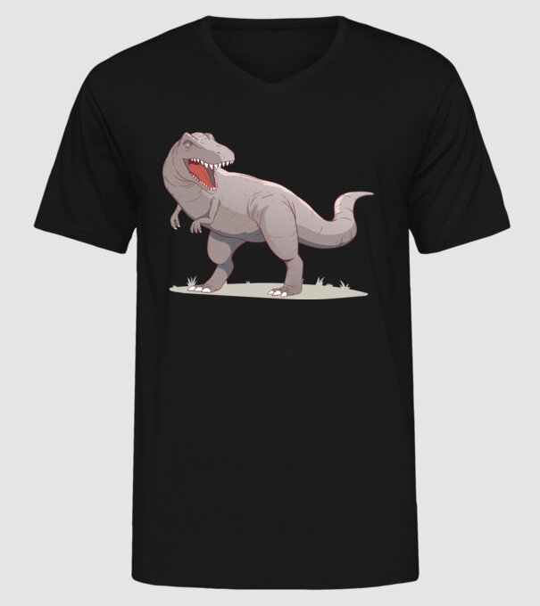 Dinozaur T-rex model negru pe tricou