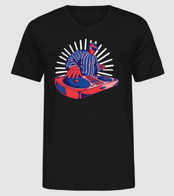 DJ disc jockey model negru pe tricou