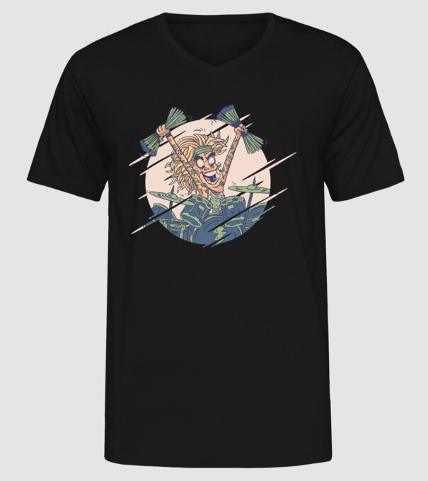 Baterist model negru pe tricou