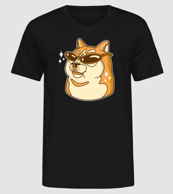 Doge Coin model negru pe tricou