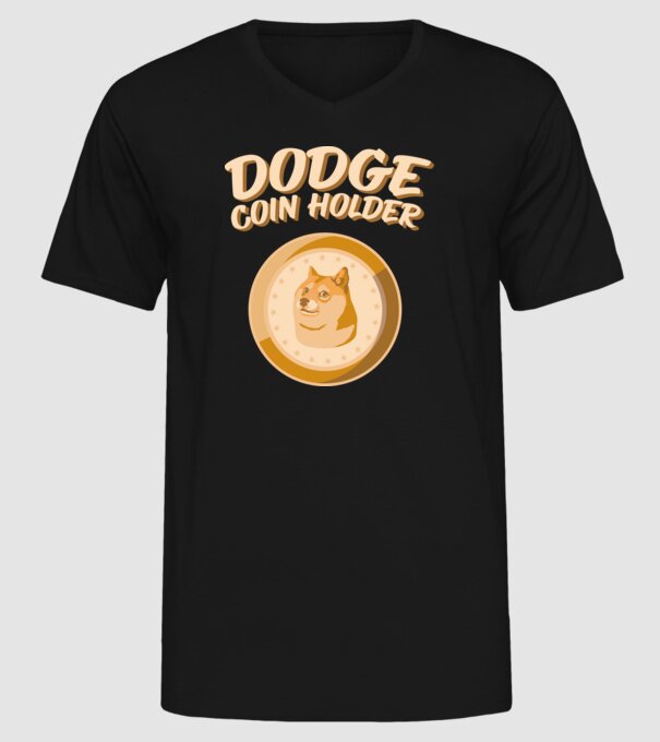 Doge Coin Holder model negru pe tricou