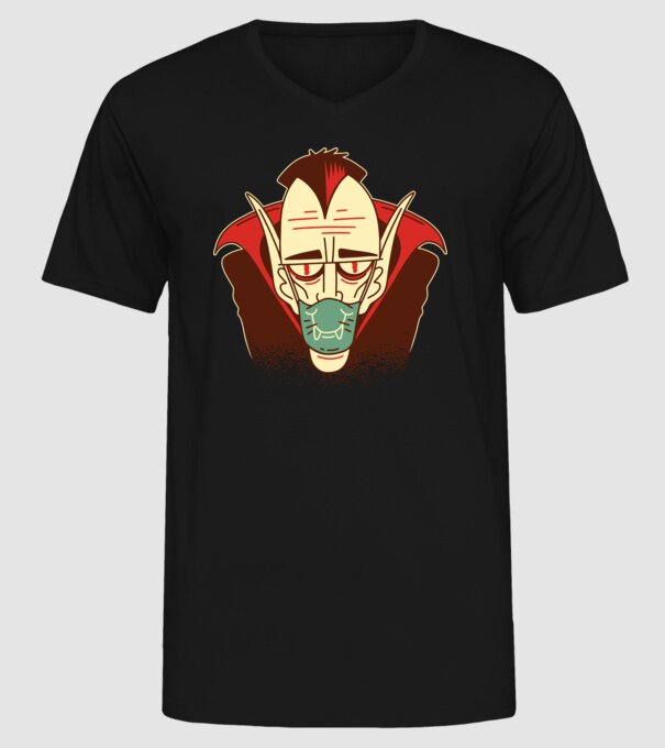 Dracula în mască model negru pe tricou