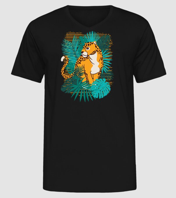 Jaguar junglă model negru pe tricou
