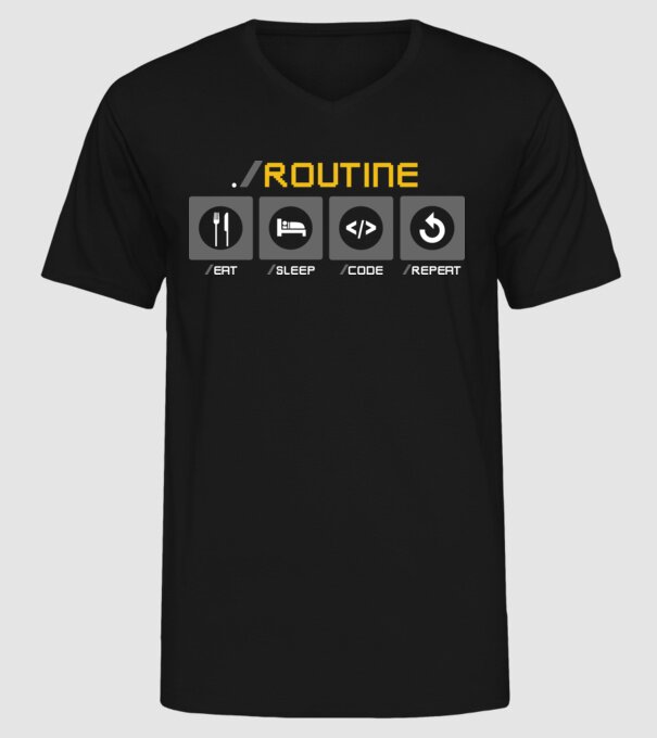 Eat sleep code repeat - rutină zilnică developer model negru pe tricou