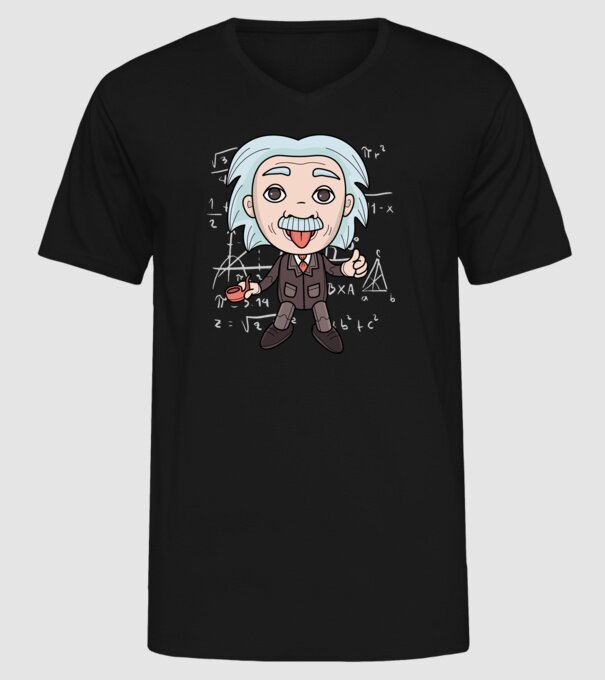 Caricatură Einstein model negru pe tricou
