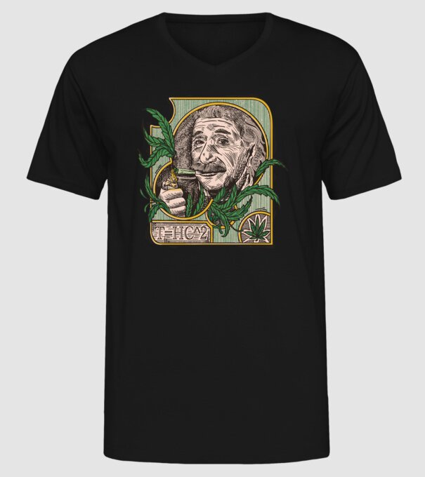 Einstein Marijuana THC model negru pe tricou