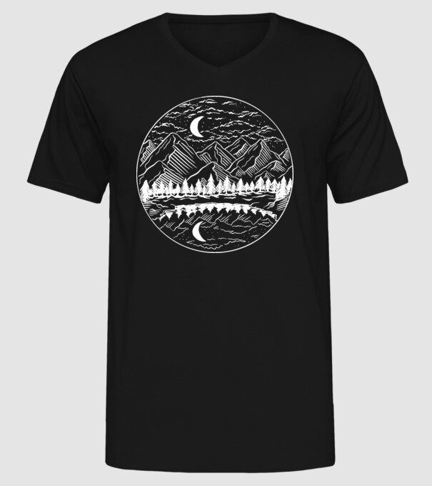 Peisaj de Noapte model negru pe tricou