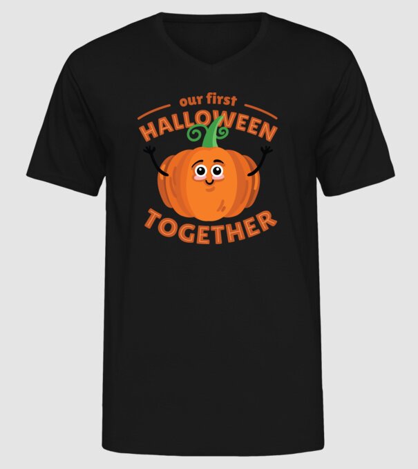 Primul nostru Halloween împreună model negru pe tricou
