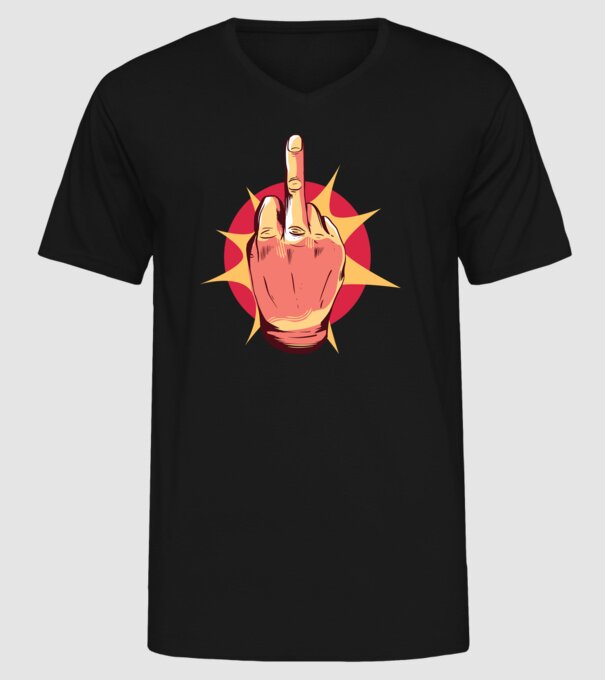 Tricou arată degetul model negru pe tricou