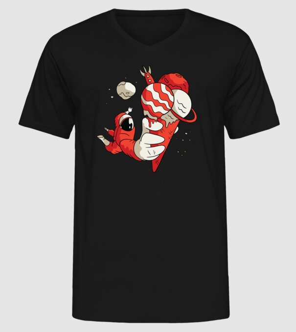 Astronaut cu Înghețată model negru pe tricou