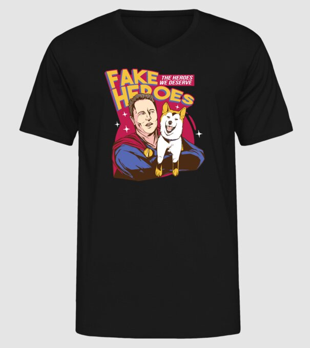 Fake Hero Elon Musk model negru pe tricou