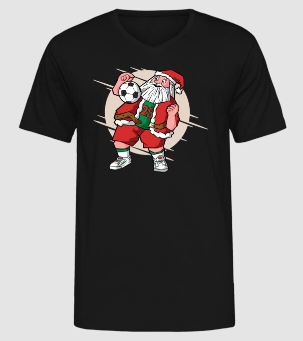 Moș Crăciun Fotbalist model negru pe tricou