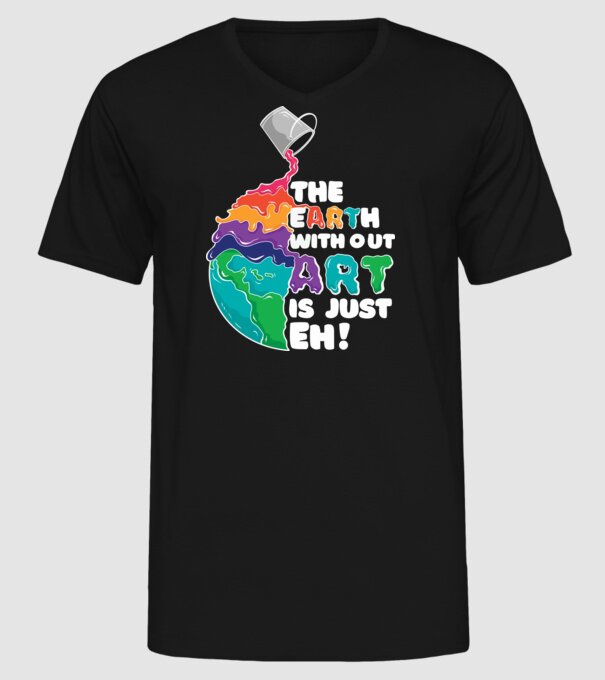 Pământ Artă model negru pe tricou
