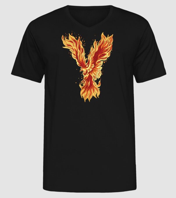 Pasărea Phoenix model negru pe tricou