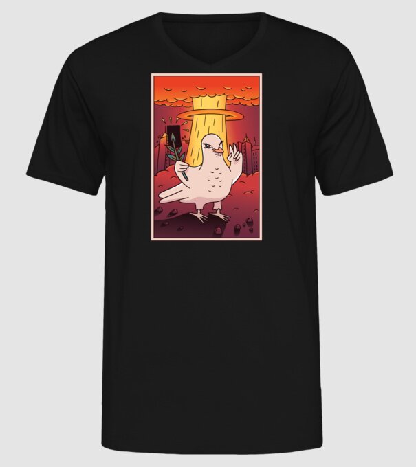 Selfie Porumbel Bombă nucleară model negru pe tricou
