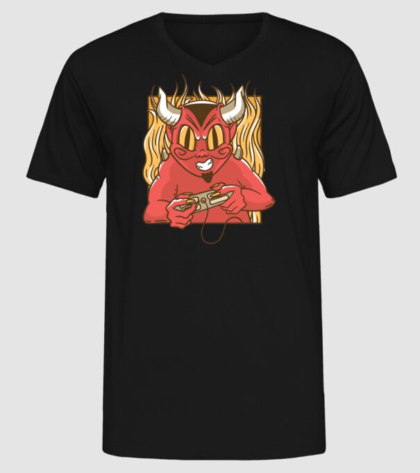Gamer Diavol model negru pe tricou