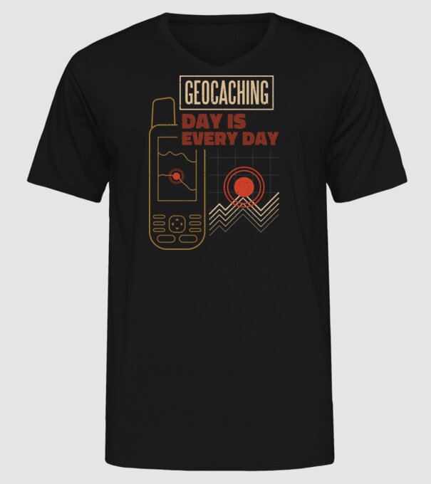 Geocaching model negru pe tricou