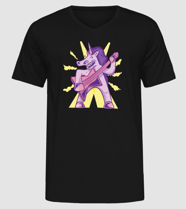 Unicorn cu chitara model negru pe tricou