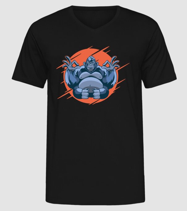 Gorilă Meditație model negru pe tricou