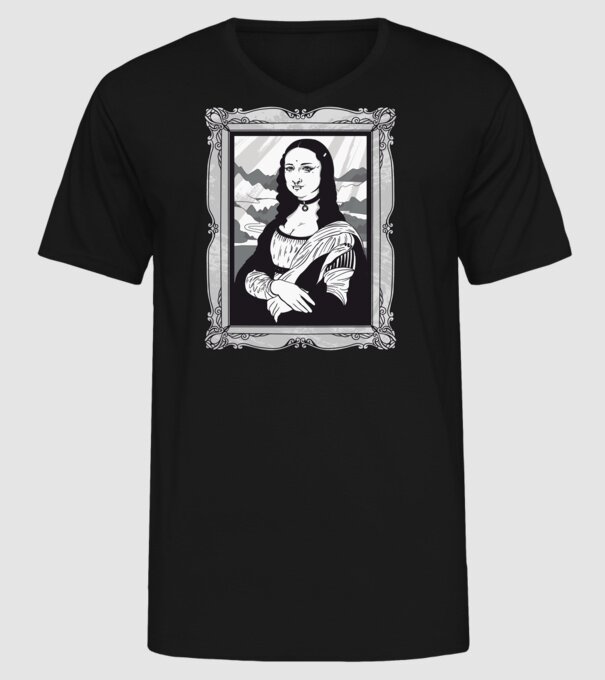 Mona Lisa gotică model negru pe tricou