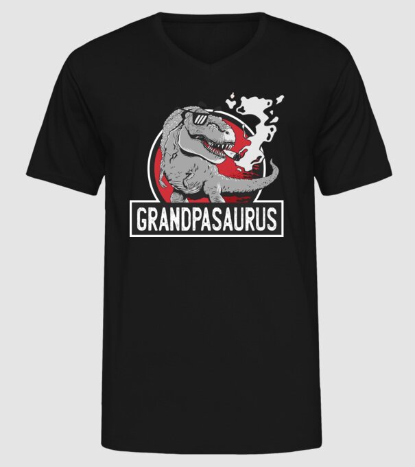 Grandpasaurus T-rex model negru pe tricou