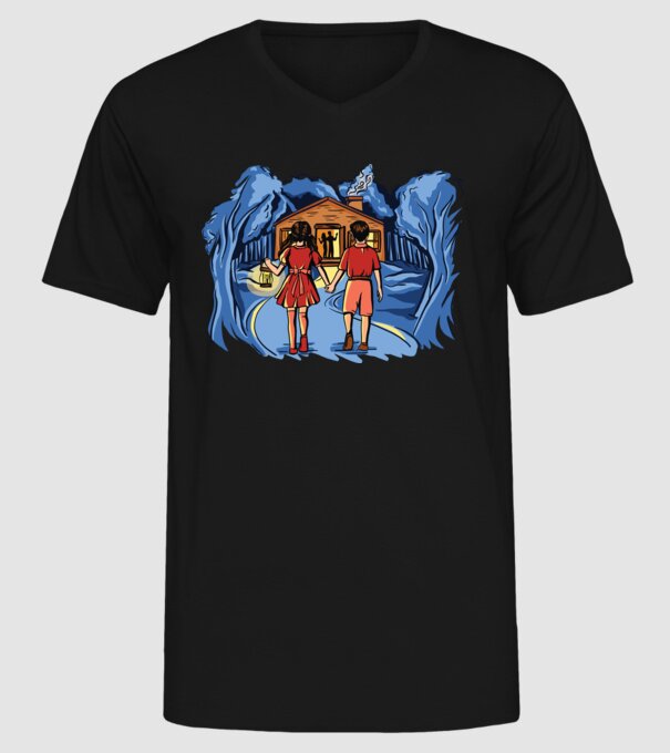 Copii în pădure Poveste model negru pe tricou