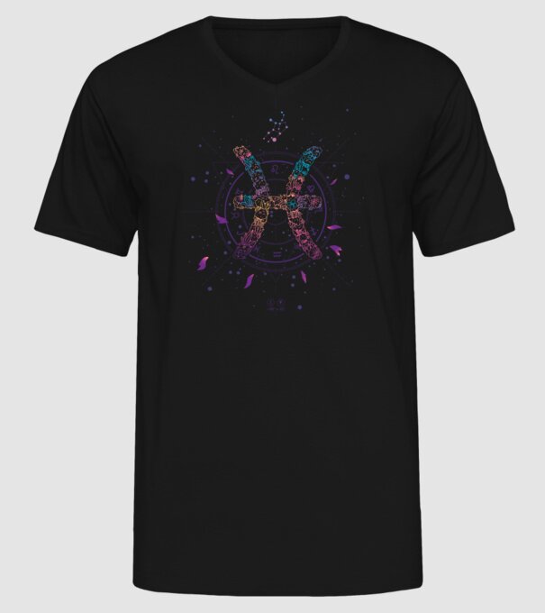 Pisces Zodiac model negru pe tricou