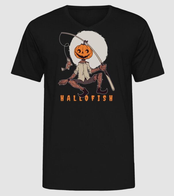 Hallofish - Pescar Halloween model negru pe tricou
