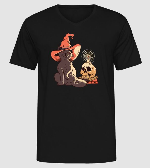 Pisică Halloween model negru pe tricou