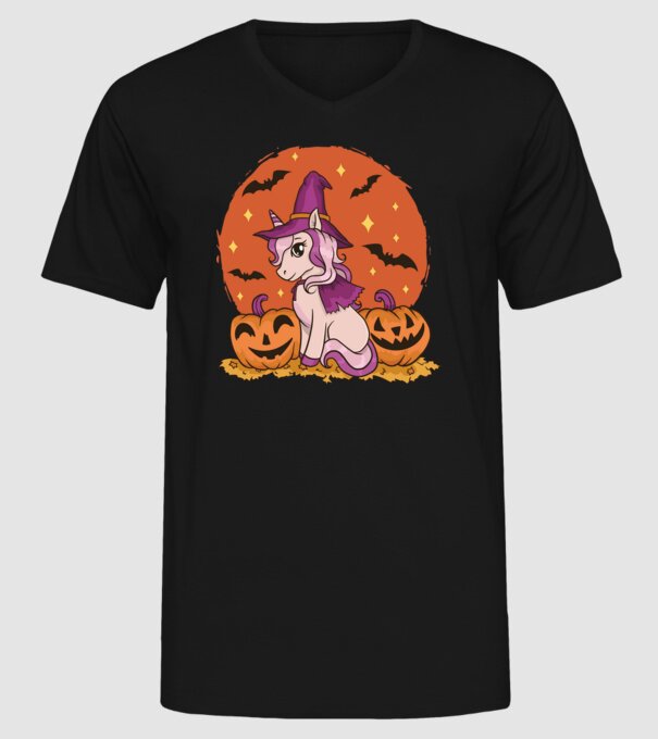 Unicorn Halloween model negru pe tricou