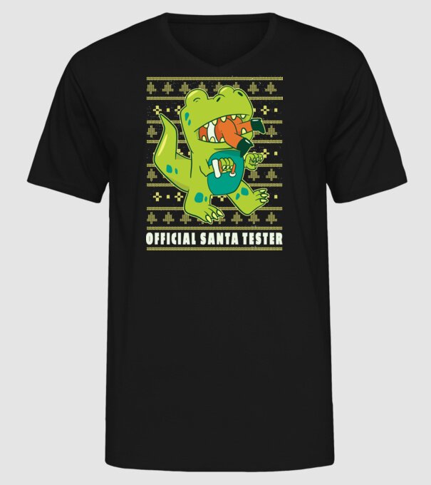 Tester oficial Moș Crăciun model negru pe tricou