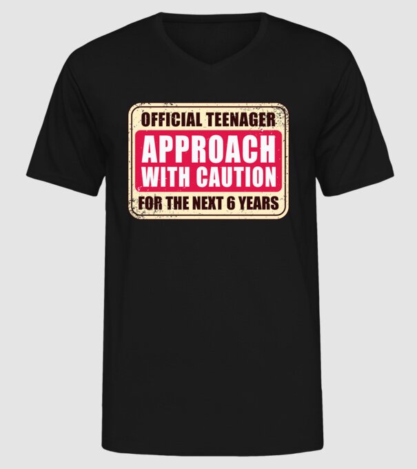 Adolescent oficial Abordați cu prudență model negru pe tricou