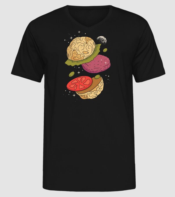 Burger lună model negru pe tricou