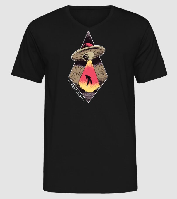 Dor de casă alien model negru pe tricou