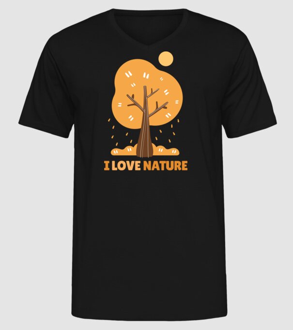 I Love Nature model negru pe tricou