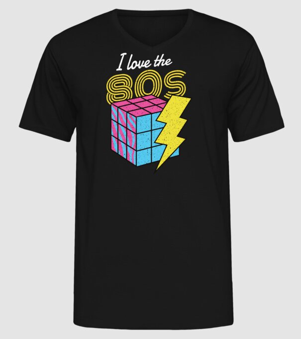 I love the 80s Cub Rubik model negru pe tricou