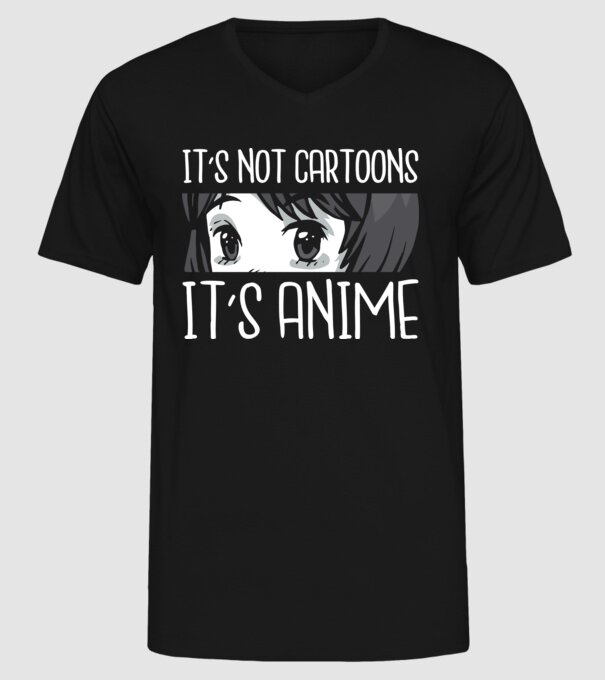 'It''s not cartoons it''s anime' model negru pe tricou