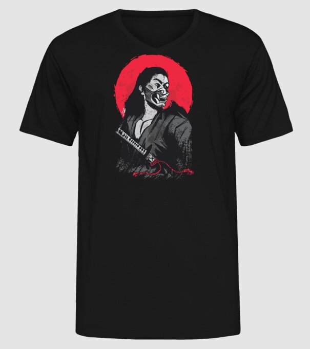 Războinic japonez model negru pe tricou