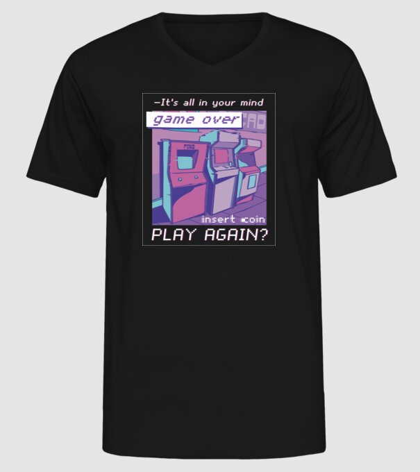 Sala de jocuri Retro Arcade model negru pe tricou