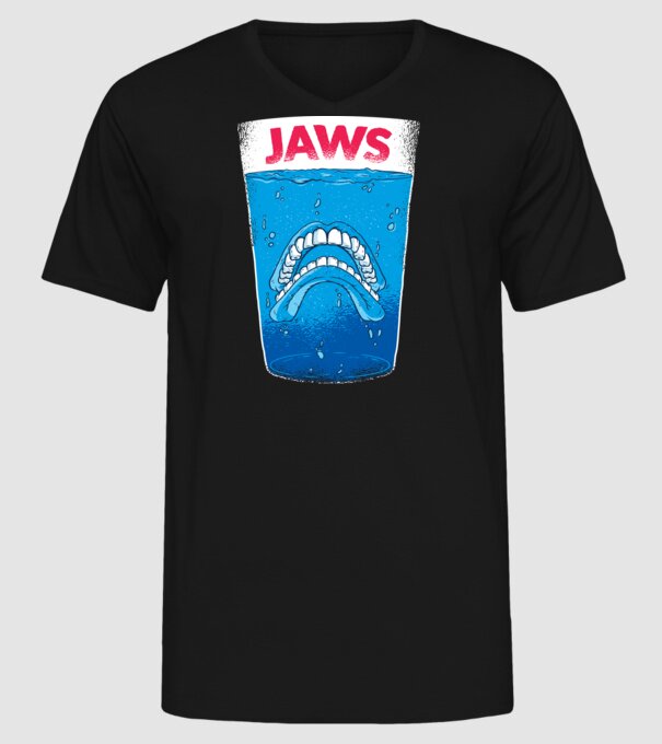 Jaws dinți tricou parodie model negru pe tricou