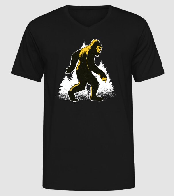 Yeti în pădure model negru pe tricou
