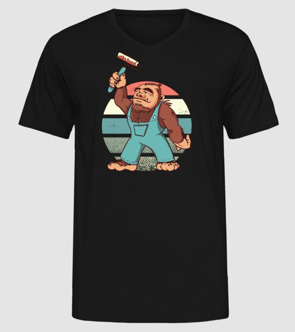 Zugrav Yeti model negru pe tricou