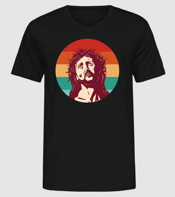 Iisus Hristos Retro model negru pe tricou
