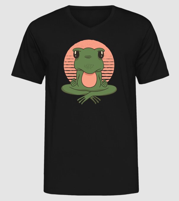 Yoga Broască model negru pe tricou