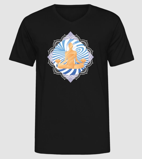 Meditație yoga model negru pe tricou